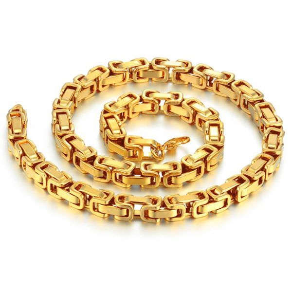 chains neck heavy gold chain for men thick long necklaces male color hiphop stainless steel byzantine necklace 2021 collares, Silver